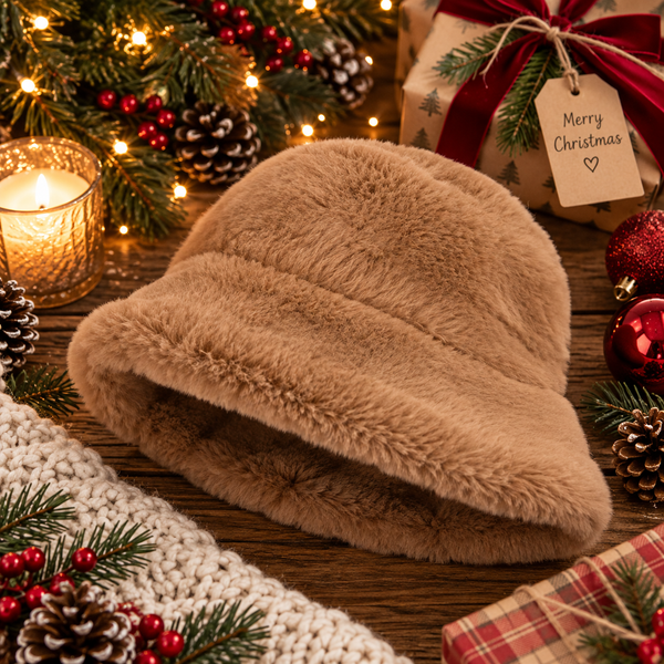 Faux Fur Bucket Hat (Tan)