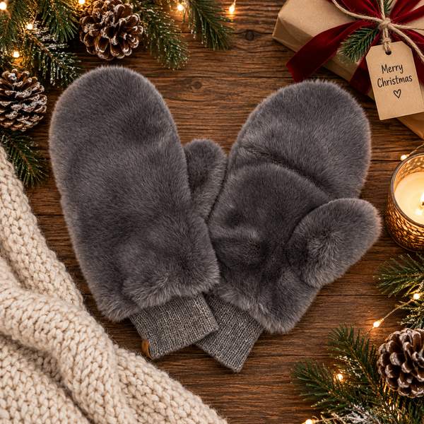 C.C Faux Fur Mittens (Dark Gray)