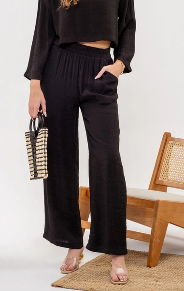 Lightweight High Rise Pants (Black)