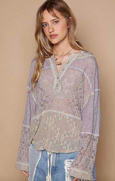 Smoky Trails Lace Hooded Top