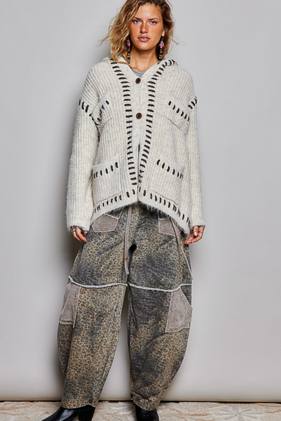 Hooded Stiched Cardigan