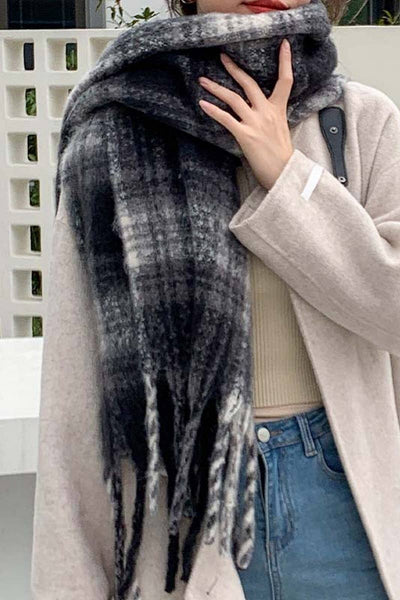 Oversized Tassel Scarf (Black)