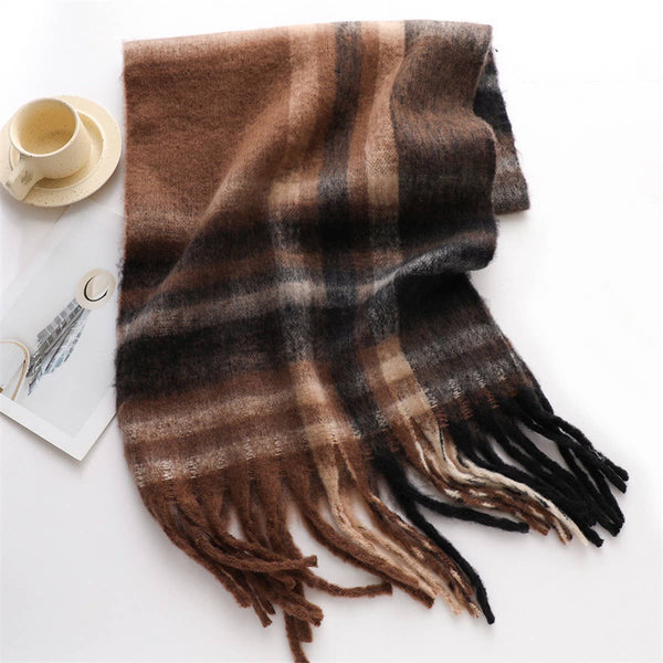 Oversized Plaid Scarf (Coffee)