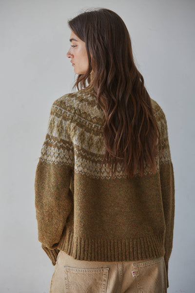 Fair Isle Mock Neck Pullover