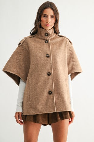 Buttoned Cape Jacket