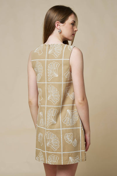 Seashell Haven Embroidered Shift Dress
