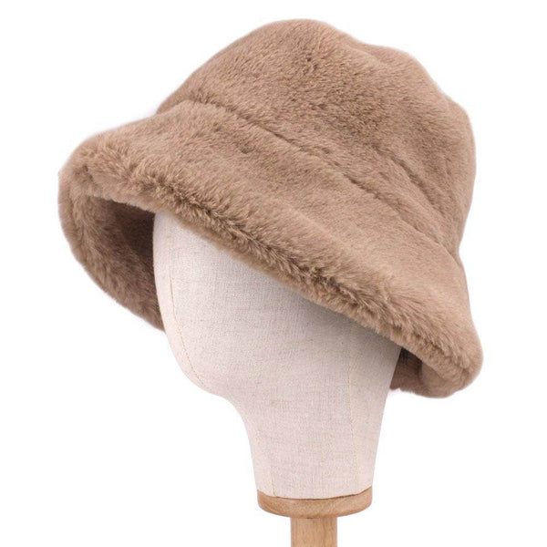 Faux Fur Bucket Hat (Tan)