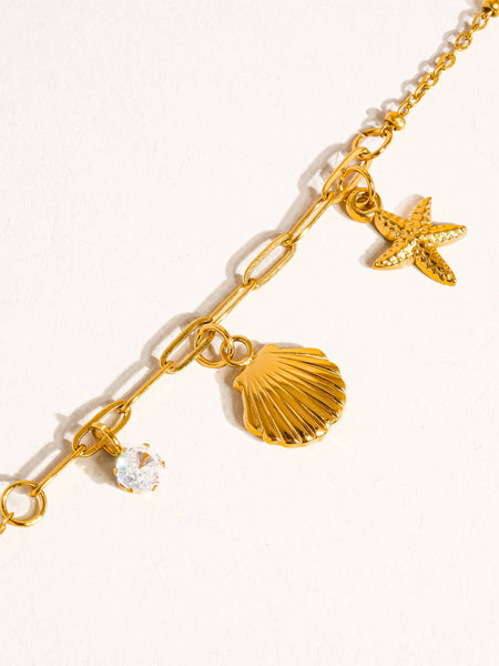 Roshell 18K Gold Non-Tarnish Shell Necklace