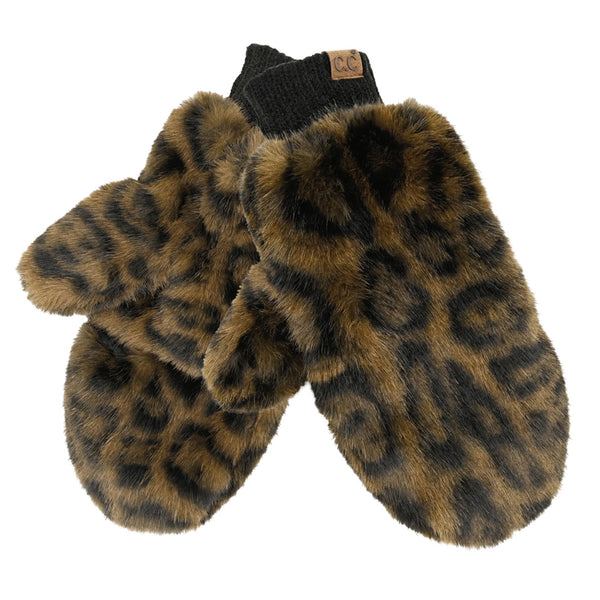 C.C Leopard Fur Convertible Mittens