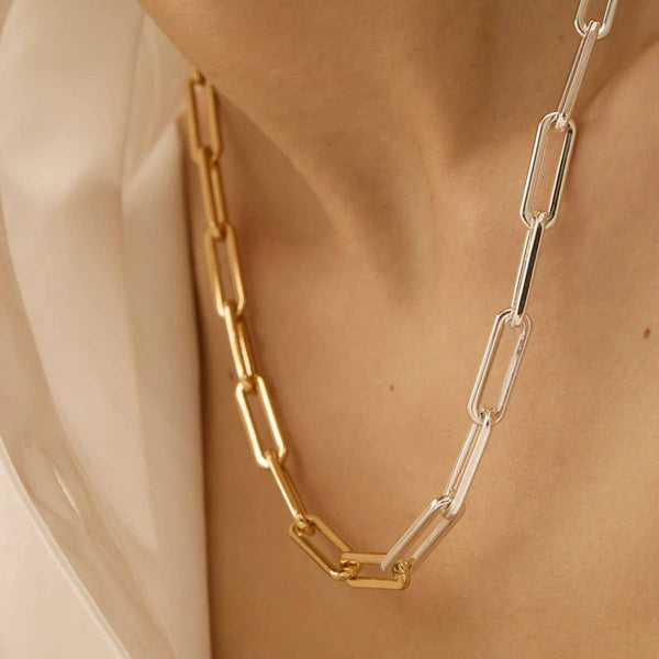 18K Stainless Steel Tarnish Free Mixed Metals Necklace | TWO TONE