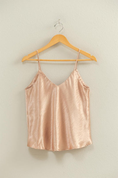 Evening Shimmer Satin V-neck Cami