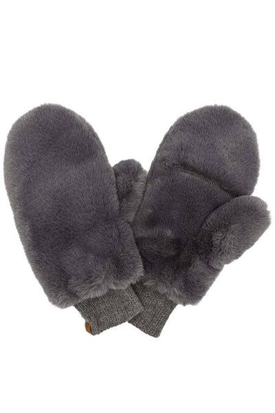 C.C Faux Fur Mittens (Dark Gray)
