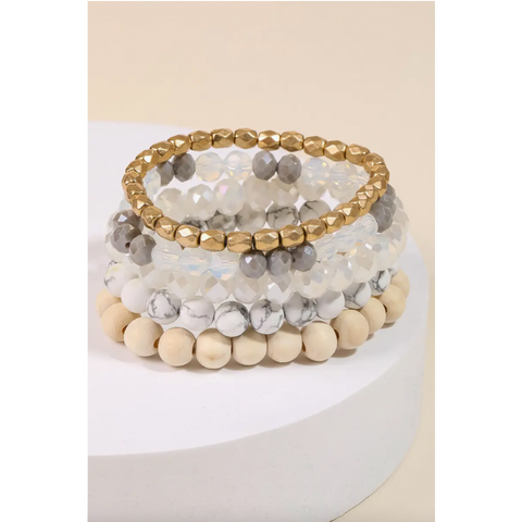 Assorted Glass Stone Beaded Bracelet Set