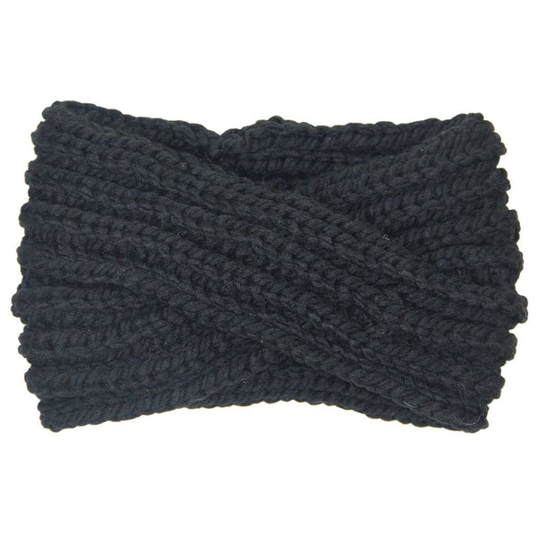 Twisted Wide Knitted Headband (Black)